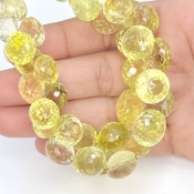 Lemon Quartz 9-12.5mm Briolette Onion Shape AA Grade Gemstone Beads Strand - Total 1 Strand of 7 Inch.
