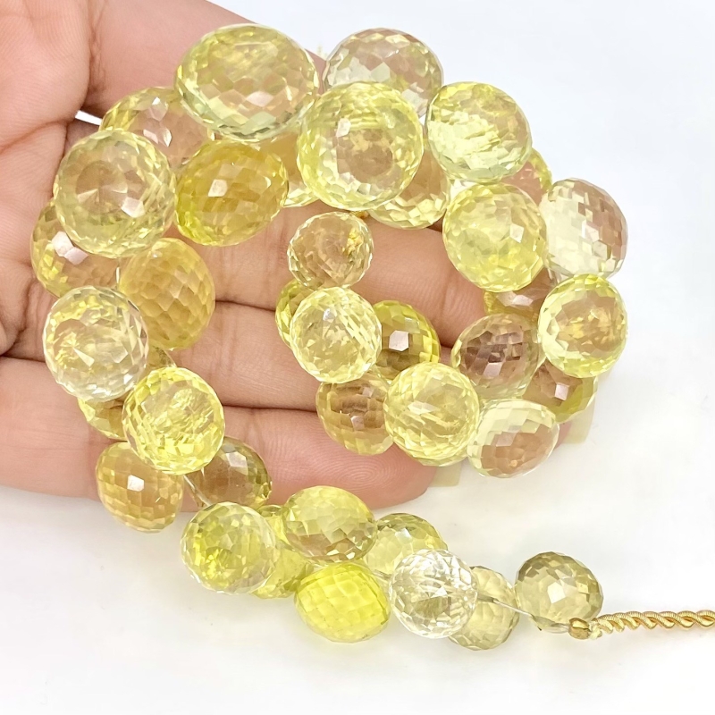 Lemon Quartz 9-12.5mm Briolette Onion Shape AA Grade Gemstone Beads Strand - Total 1 Strand of 7 Inch.