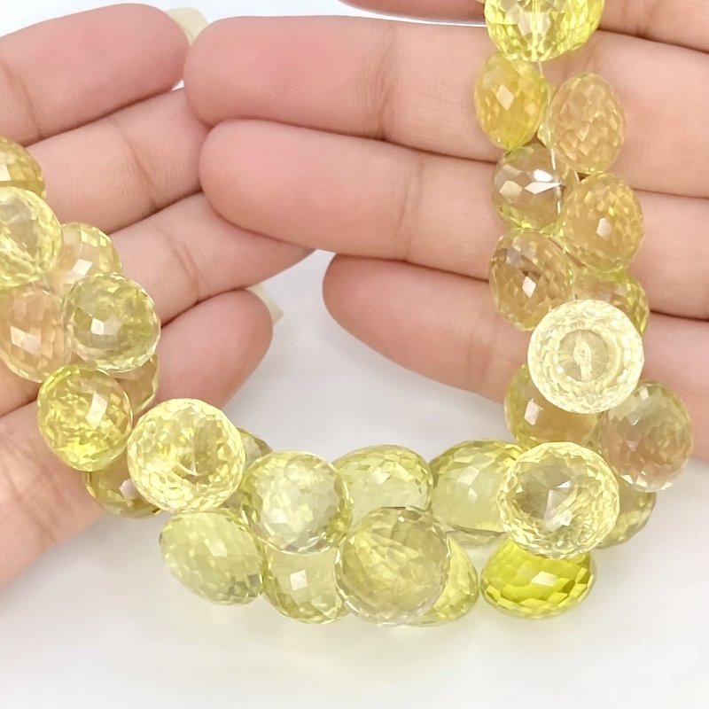 Lemon Quartz 9-12.5mm Briolette Onion Shape AA Grade Gemstone Beads Strand - Total 1 Strand of 7 Inch.