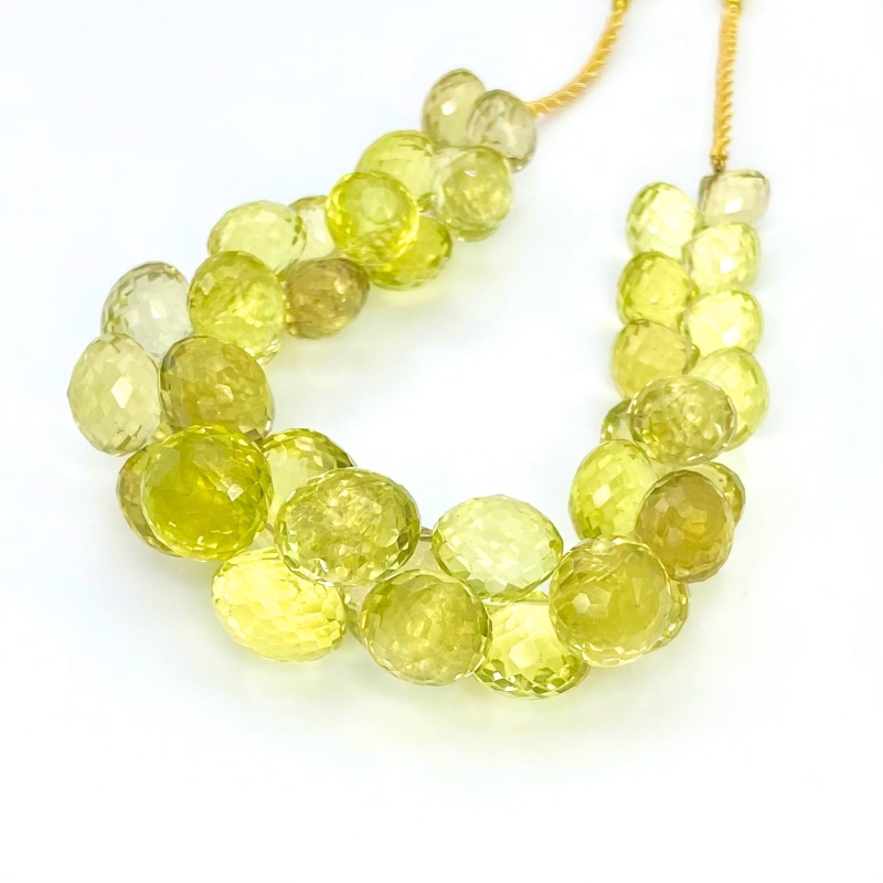Lemon Quartz 9-12.5mm Briolette Onion Shape AA Grade Gemstone Beads Strand - Total 1 Strand of 7 Inch.
