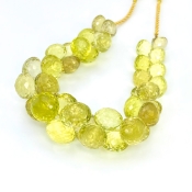 Lemon Quartz 9-12.5mm Briolette Onion Shape AA Grade Gemstone Beads Strand - Total 1 Strand of 7 Inch.