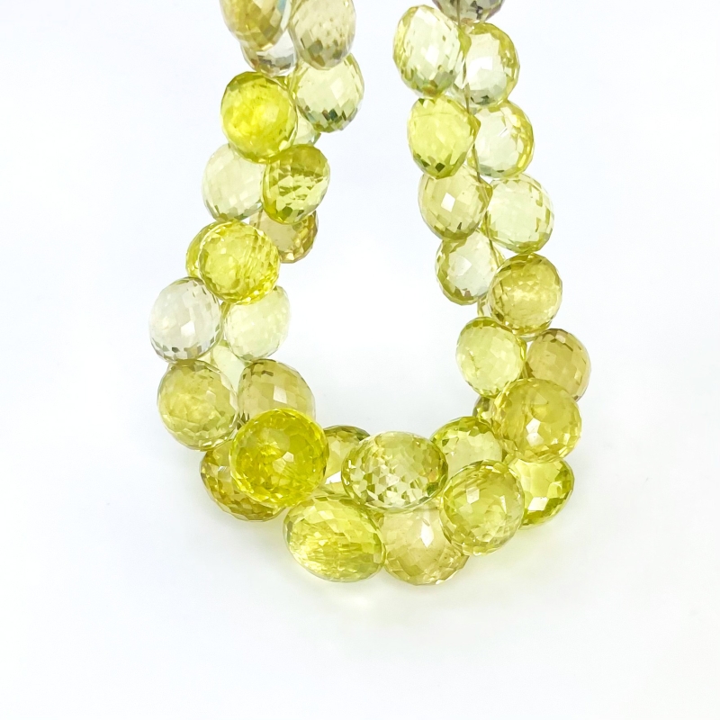 Lemon Quartz 9-12.5mm Briolette Onion Shape AA Grade Gemstone Beads Strand - Total 1 Strand of 7 Inch.