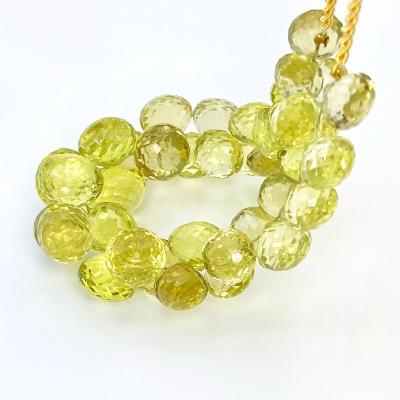 Lemon Quartz 9-12.5mm Briolette Onion Shape AA Grade Gemstone Beads Strand - Total 1 Strand of 7 Inch.