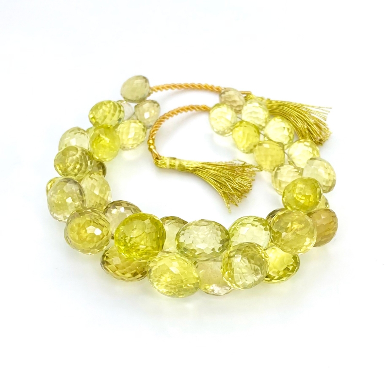 Lemon Quartz 9-12.5mm Briolette Onion Shape AA Grade Gemstone Beads Strand - Total 1 Strand of 7 Inch.