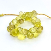 Lemon Quartz 9-12.5mm Briolette Onion Shape AA Grade Gemstone Beads Strand - Total 1 Strand of 7 Inch.