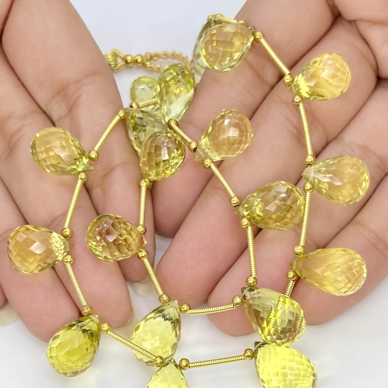 Lemon Quartz 11.5-15.5mm Briolette Drop Shape AAA Grade Multi Strand Beads Layout - Total 2 Strands of 8-10 Inch