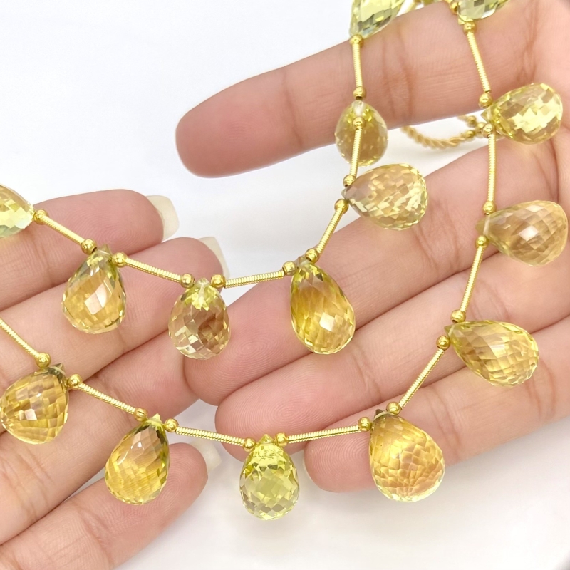Lemon Quartz 11.5-15.5mm Briolette Drop Shape AAA Grade Multi Strand Beads Layout - Total 2 Strands of 8-10 Inch