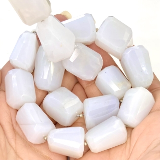 Blue Chalcedony 21-27mm Step Cut Nugget Shape AA Grade Gemstone Beads Strand - Total 1 Strand of 16 Inch.