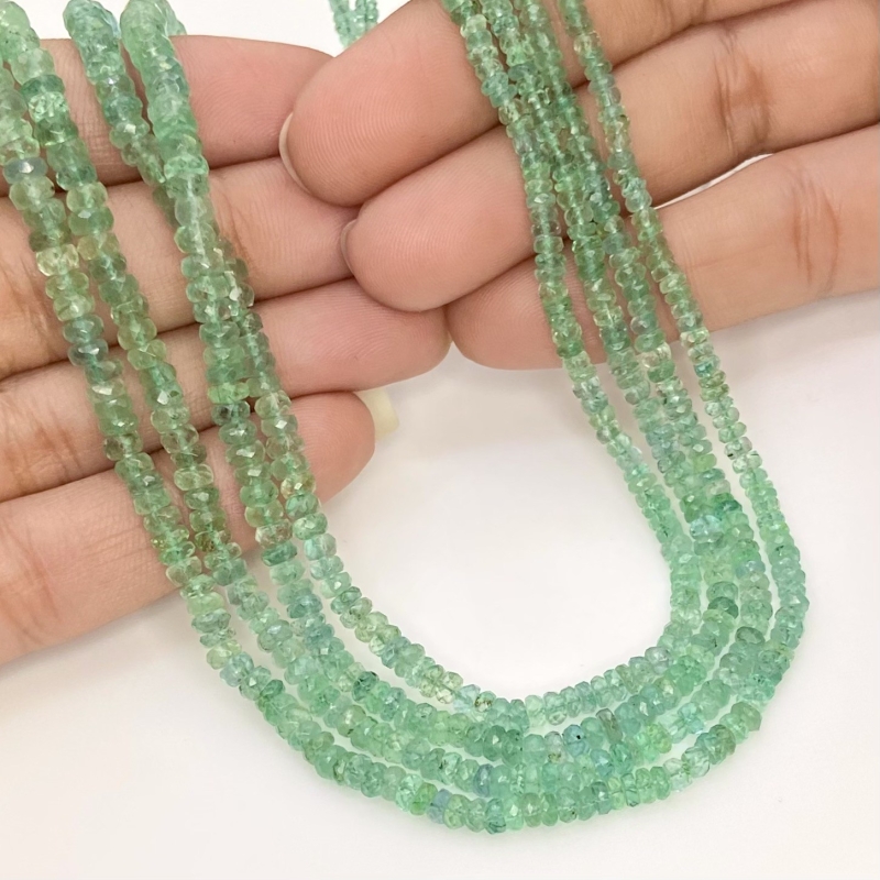Emerald 2.5-5mm Faceted Rondelle Shape A+ Grade Gemstone Beads Lot - Total 2 Strands of 23 Inch.