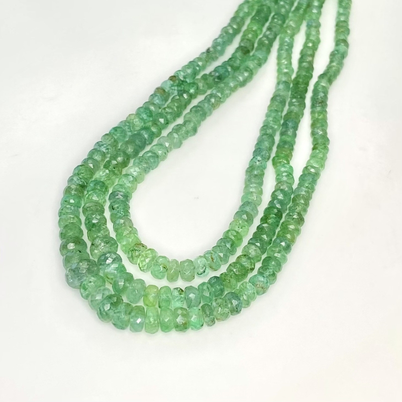 Emerald 3-7mm Faceted Rondelle Shape A+ Grade Gemstone Beads Lot - Total 3 Strands of 19 Inch.