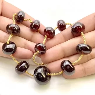 Hessonite Garnet 13-20mm Smooth Rondelle Shape AA+ Grade Gemstone Beads Layout - Total 1 Strand of 13 Inch.