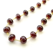 Hessonite Garnet 8.5-12.5mm Smooth Rondelle Shape AA+ Grade Gemstone Beads Layout - Total 1 Strand of 11 Inch.