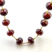 Hessonite Garnet 8.5-12.5mm Smooth Rondelle Shape AA+ Grade Gemstone Beads Layout - Total 1 Strand of 11 Inch.