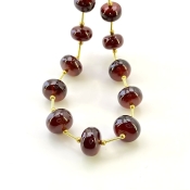 Hessonite Garnet 8.5-12.5mm Smooth Rondelle Shape AA+ Grade Gemstone Beads Layout - Total 1 Strand of 11 Inch.