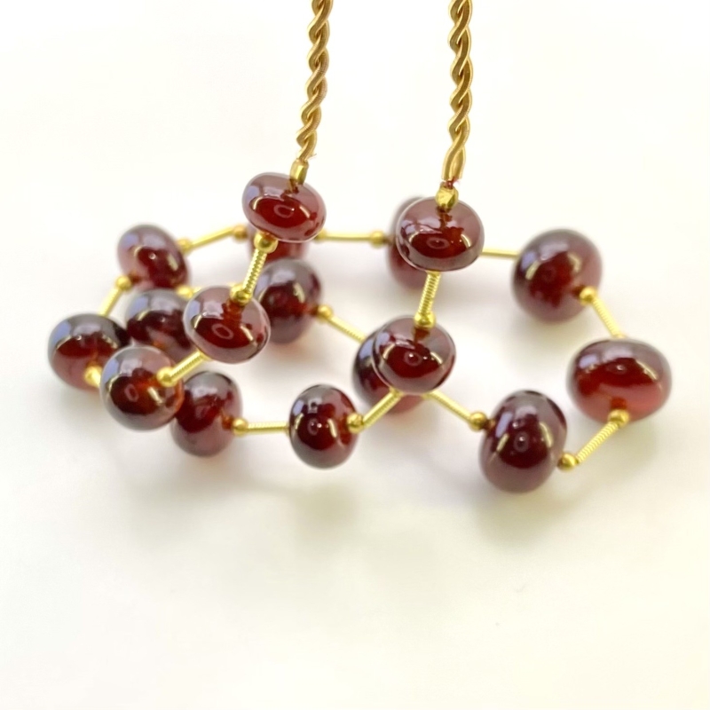 Hessonite Garnet 8.5-12.5mm Smooth Rondelle Shape AA+ Grade Gemstone Beads Layout - Total 1 Strand of 11 Inch.
