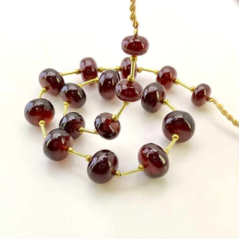 Hessonite Garnet 8.5-12.5mm Smooth Rondelle Shape AA+ Grade Gemstone Beads Layout - Total 1 Strand of 11 Inch.