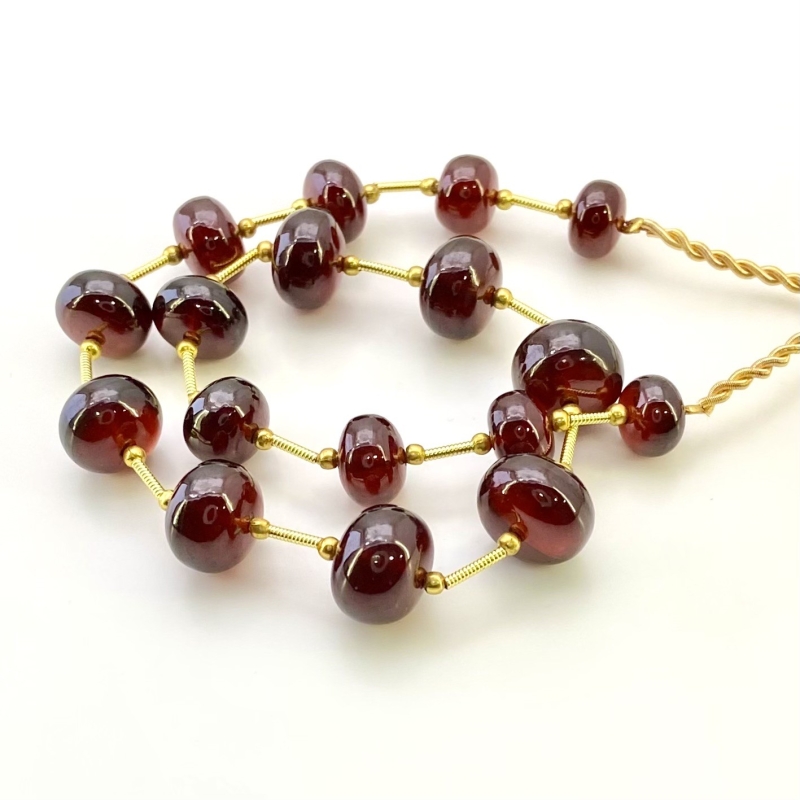 Hessonite Garnet 8.5-12.5mm Smooth Rondelle Shape AA+ Grade Gemstone Beads Layout - Total 1 Strand of 11 Inch.