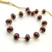Hessonite Garnet 9.5-12.5mm Smooth Rondelle Shape AA+ Grade Gemstone Beads Layout - Total 1 Strand of 10 Inch.
