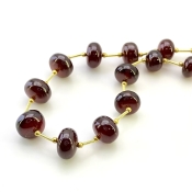 Hessonite Garnet 9.5-12.5mm Smooth Rondelle Shape AA+ Grade Gemstone Beads Layout - Total 1 Strand of 10 Inch.