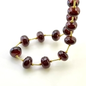 Hessonite Garnet 9.5-12.5mm Smooth Rondelle Shape AA+ Grade Gemstone Beads Layout - Total 1 Strand of 10 Inch.