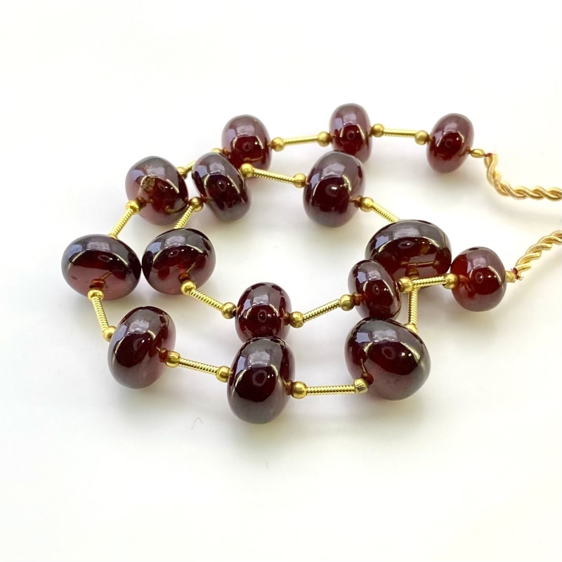 Hessonite Garnet 9.5-12.5mm Smooth Rondelle Shape AA+ Grade Gemstone Beads Layout - Total 1 Strand of 10 Inch.