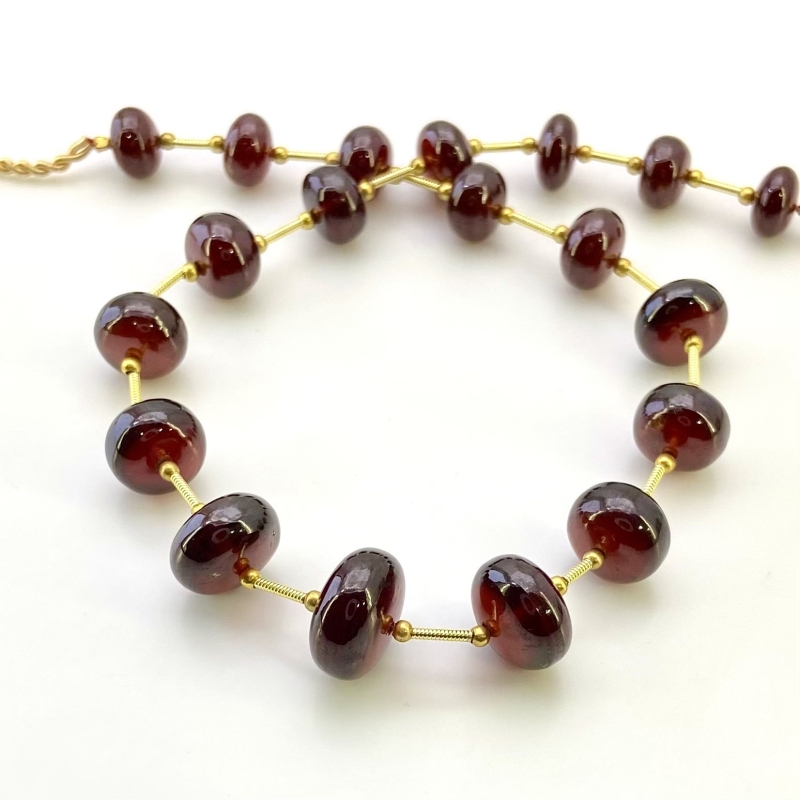 Hessonite Garnet 9-14.5mm Smooth Rondelle Shape AA+ Grade Gemstone Beads Layout - Total 1 Strand of 12 Inch.