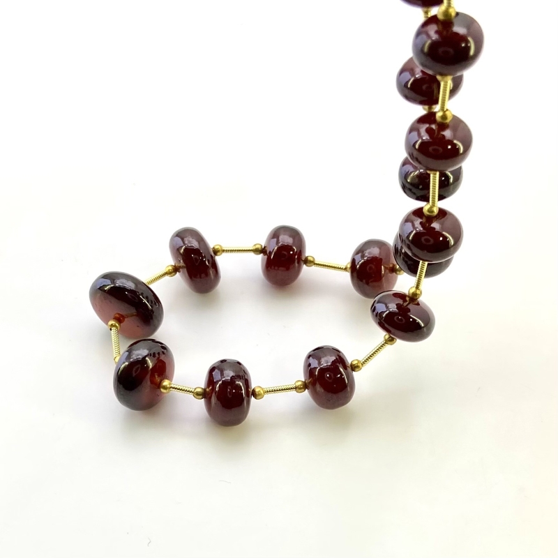 Hessonite Garnet 9-14.5mm Smooth Rondelle Shape AA+ Grade Gemstone Beads Layout - Total 1 Strand of 12 Inch.