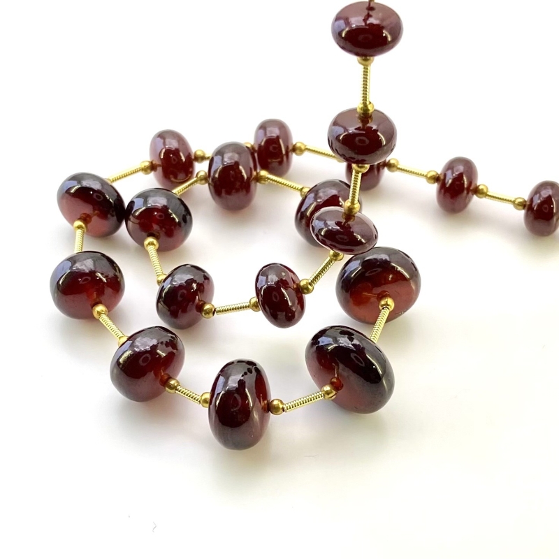 Hessonite Garnet 9-14.5mm Smooth Rondelle Shape AA+ Grade Gemstone Beads Layout - Total 1 Strand of 12 Inch.