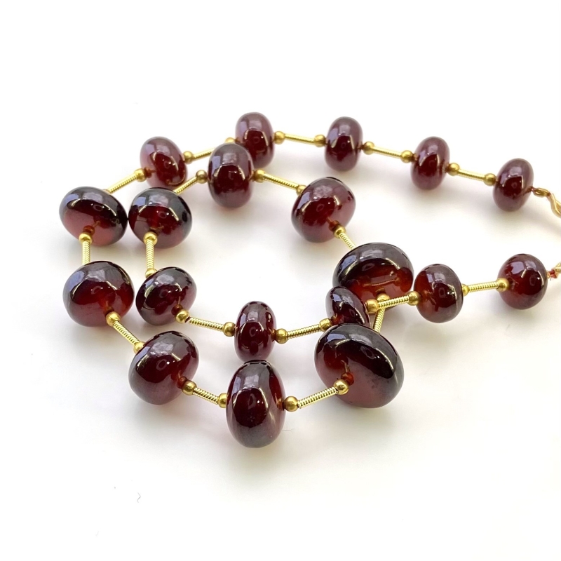 Hessonite Garnet 9-14.5mm Smooth Rondelle Shape AA+ Grade Gemstone Beads Layout - Total 1 Strand of 12 Inch.