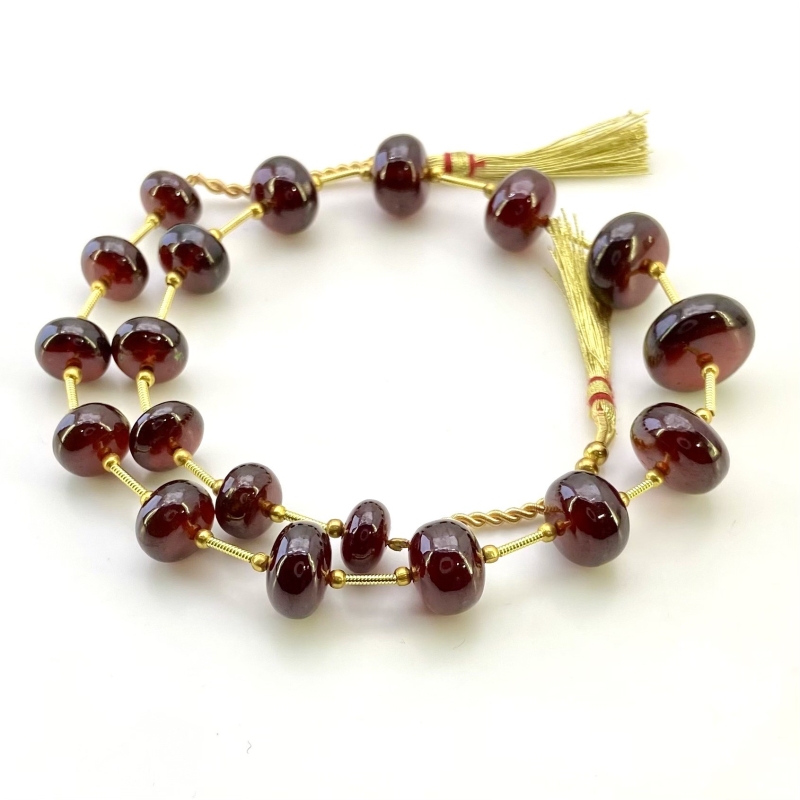 Hessonite Garnet 9-14.5mm Smooth Rondelle Shape AA+ Grade Gemstone Beads Layout - Total 1 Strand of 12 Inch.