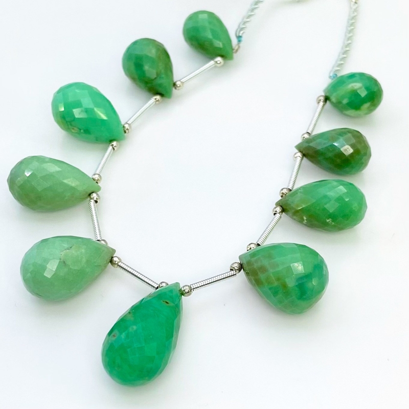 Chrysoprase 14.5-25mm Briolette Drop Shape AA Grade Gemstone Beads Layout - Total 1 Strand of 6 Inch.