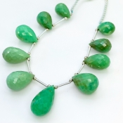 Chrysoprase 14.5-25mm Briolette Drop Shape AA Grade Gemstone Beads Layout - Total 1 Strand of 6 Inch.