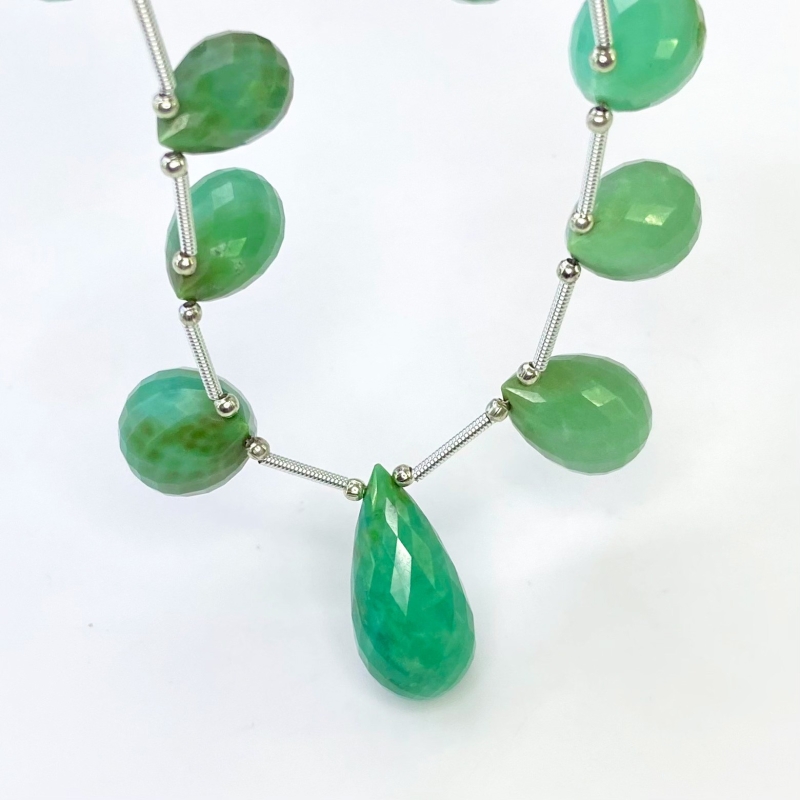 Chrysoprase 14.5-25mm Briolette Drop Shape AA Grade Gemstone Beads Layout - Total 1 Strand of 6 Inch.