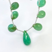 Chrysoprase 14.5-25mm Briolette Drop Shape AA Grade Gemstone Beads Layout - Total 1 Strand of 6 Inch.
