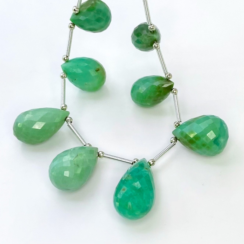 Chrysoprase 14.5-25mm Briolette Drop Shape AA Grade Gemstone Beads Layout - Total 1 Strand of 6 Inch.