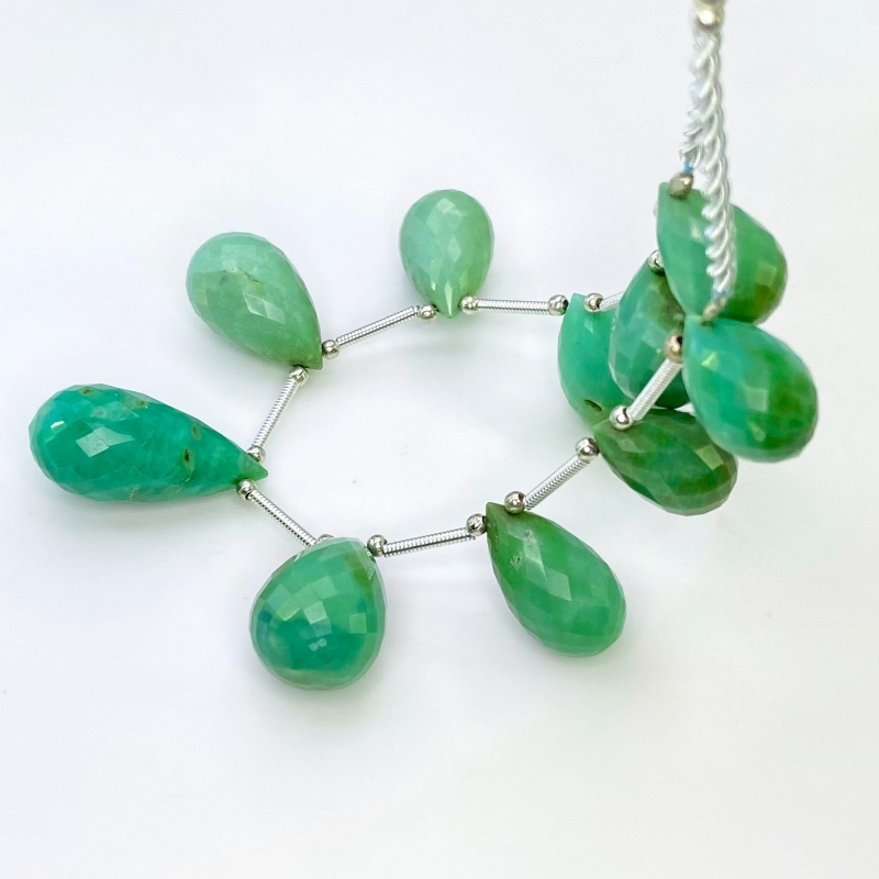 Chrysoprase 14.5-25mm Briolette Drop Shape AA Grade Gemstone Beads Layout - Total 1 Strand of 6 Inch.