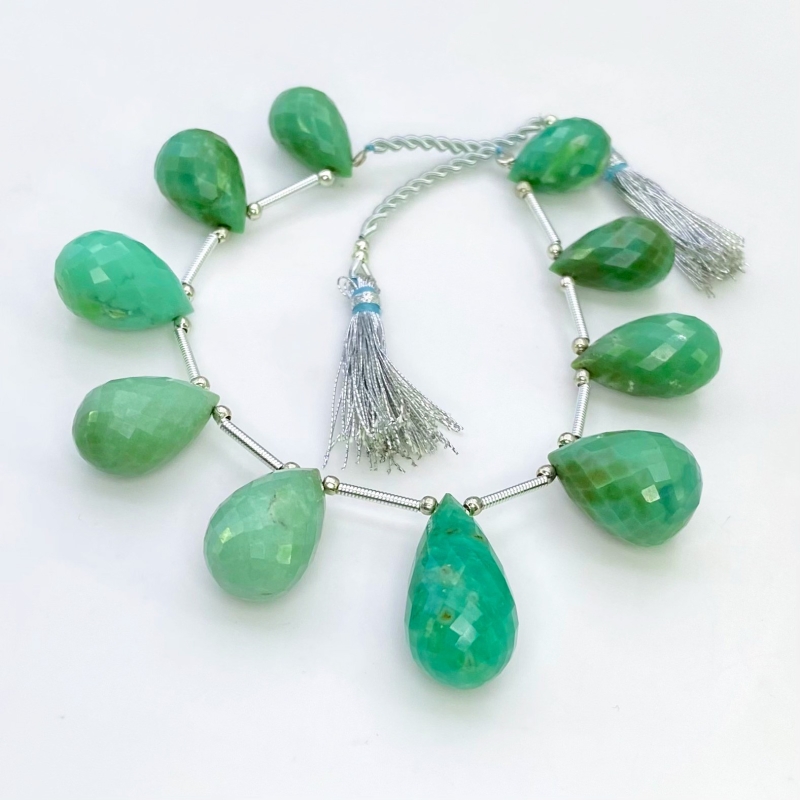 Chrysoprase 14.5-25mm Briolette Drop Shape AA Grade Gemstone Beads Layout - Total 1 Strand of 6 Inch.