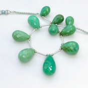 Chrysoprase 14.5-25mm Briolette Drop Shape AA Grade Gemstone Beads Layout - Total 1 Strand of 6 Inch.