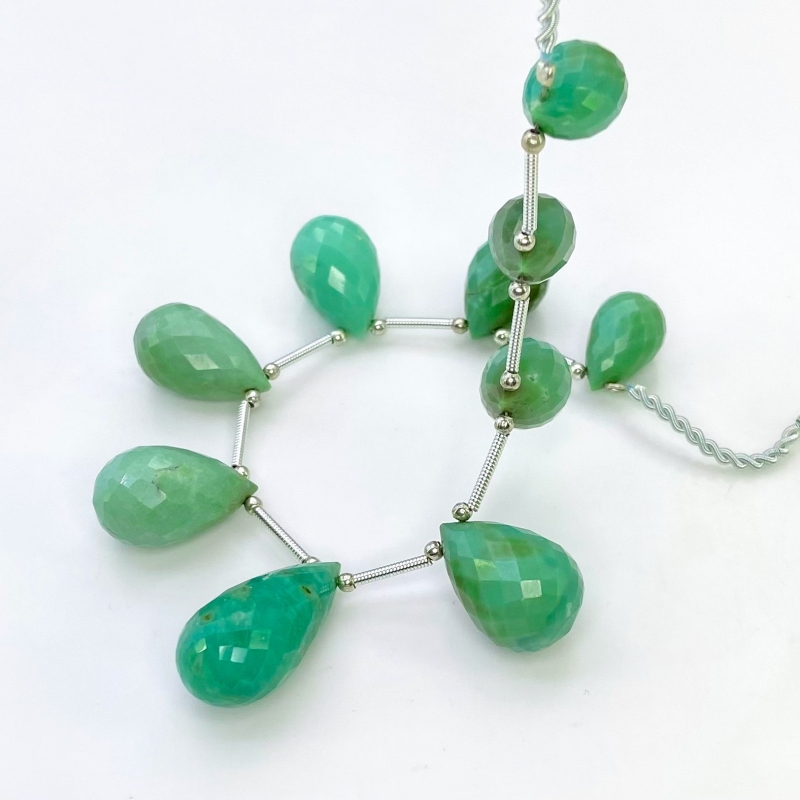 Chrysoprase 14.5-25mm Briolette Drop Shape AA Grade Gemstone Beads Layout - Total 1 Strand of 6 Inch.