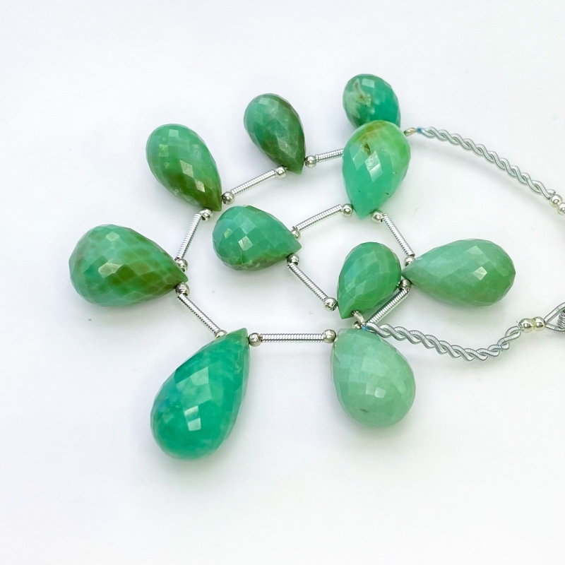 Chrysoprase 14.5-25mm Briolette Drop Shape AA Grade Gemstone Beads Layout - Total 1 Strand of 6 Inch.