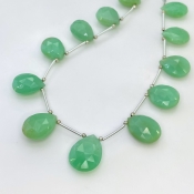 Chrysoprase 16-19mm Briolette Pear Shape AA+ Grade Gemstone Beads Layout - Total 1 Strand of 10 Inch.