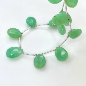 Chrysoprase 16-19mm Briolette Pear Shape AA+ Grade Gemstone Beads Layout - Total 1 Strand of 10 Inch.