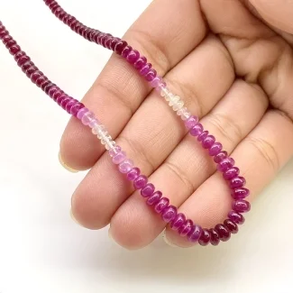 Ruby 2.5-5mm Smooth Rondelle Shape AA Grade Gemstone Beads Strand - Total 1 Strand of 18 Inch.