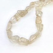 Golden Rutile 11-16.5mm Step Cut Nugget Shape A+ Grade Gemstone Beads Strand - Total 1 Strand of 15 Inch.