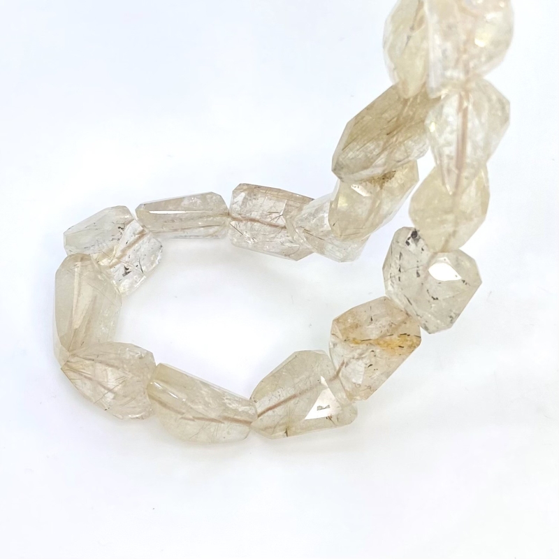 Golden Rutile 11-16.5mm Step Cut Nugget Shape A+ Grade Gemstone Beads Strand - Total 1 Strand of 15 Inch.