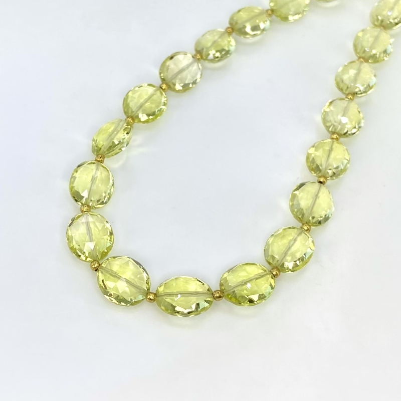 Lemon Quartz 12mm Faceted Oval Shape AAA+ Grade Gemstone Beads Strand - Total 1 Strand of 11 Inch.