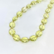 Lemon Quartz 12mm Faceted Oval Shape AAA+ Grade Gemstone Beads Strand - Total 1 Strand of 11 Inch.