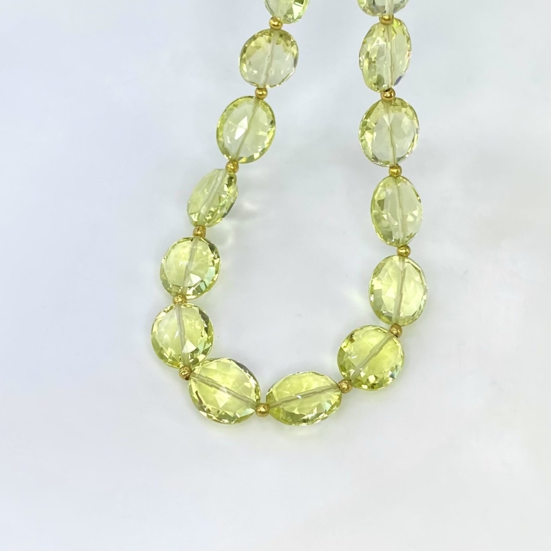Lemon Quartz 12mm Faceted Oval Shape AAA+ Grade Gemstone Beads Strand - Total 1 Strand of 11 Inch.
