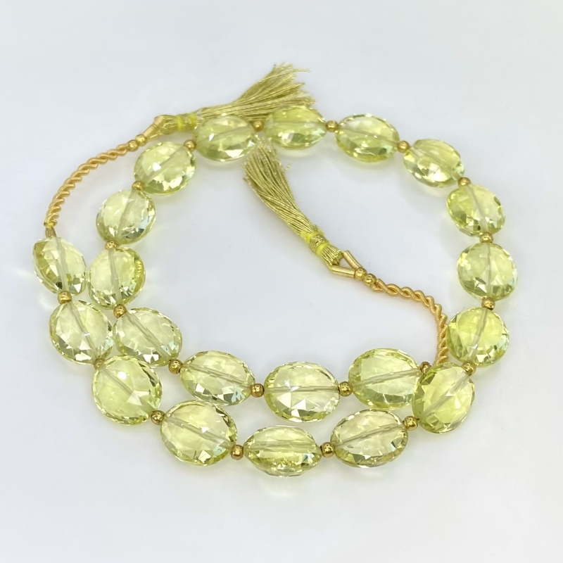 Lemon Quartz 12mm Faceted Oval Shape AAA+ Grade Gemstone Beads Strand - Total 1 Strand of 11 Inch.