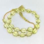 Lemon Quartz 12mm Faceted Oval Shape AAA+ Grade Gemstone Beads Strand - Total 1 Strand of 11 Inch.